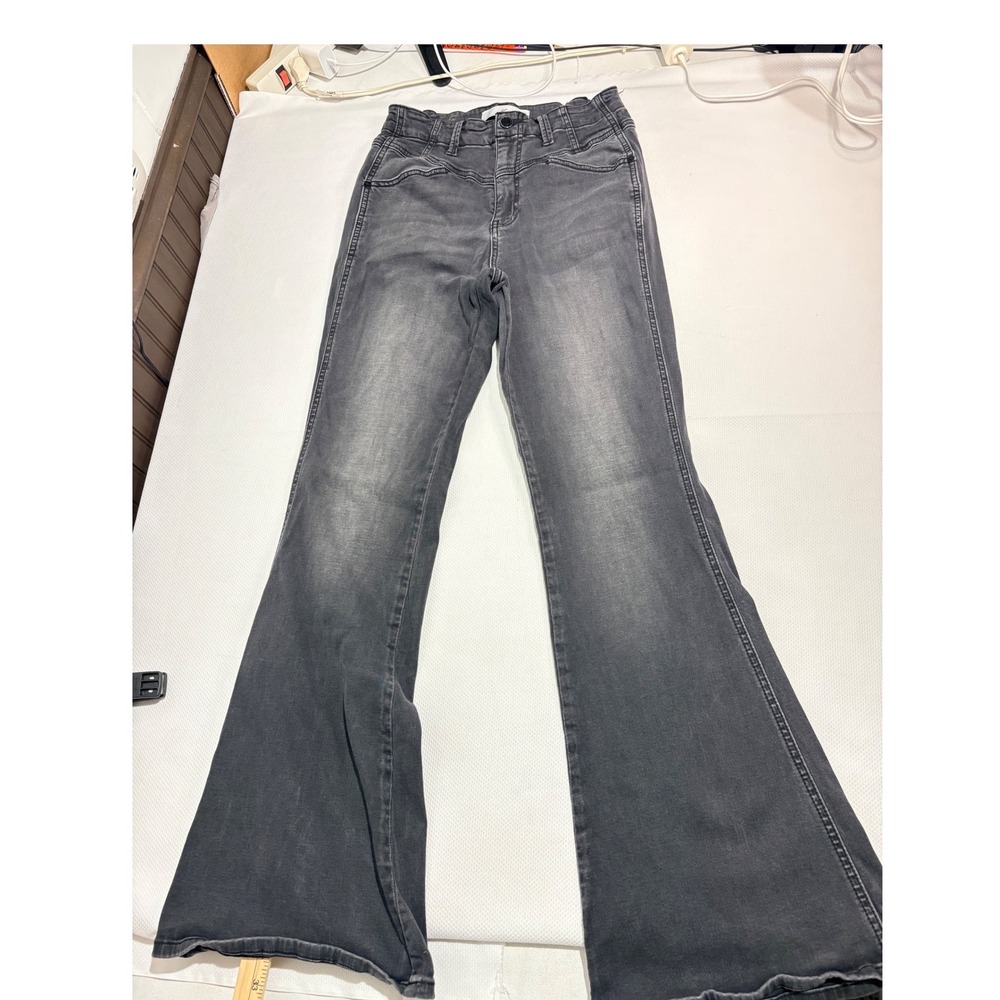 KanCan High Rise Flare Jeans Faded Black KC7150BK Women Size 9/28